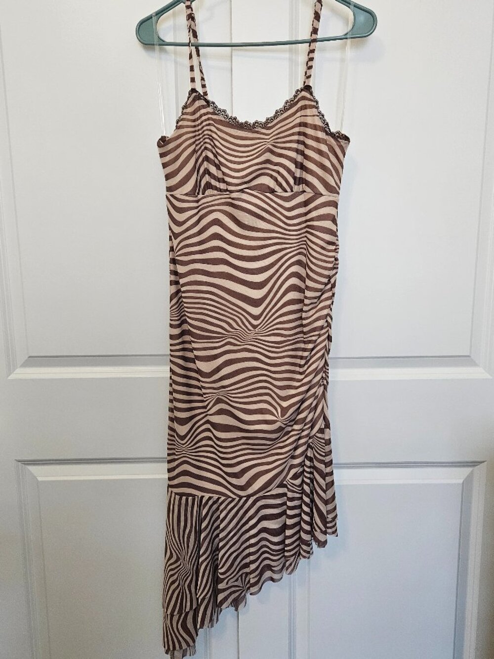 Wild Fable Brown Zebra Mesh Slip Midi Dress Size M NWT